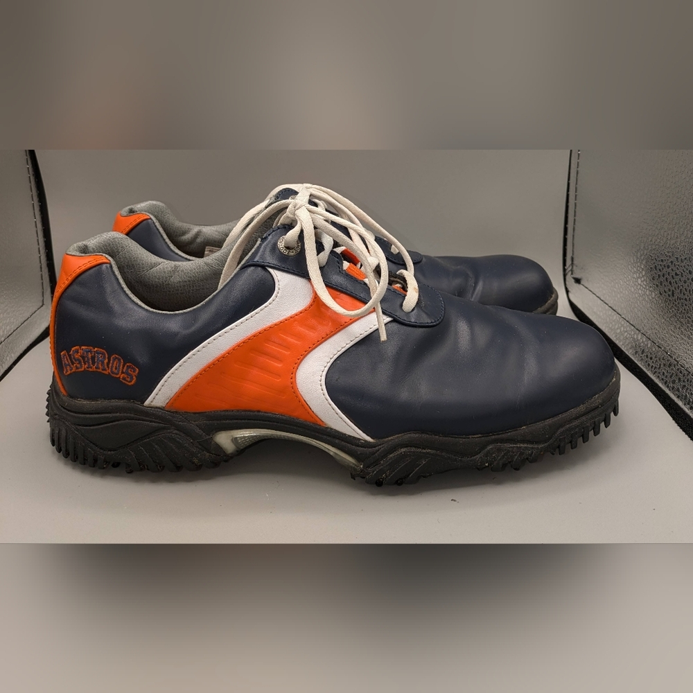 Footjoy  Houston Astros Golf Shoes Sz 9.5M Orange Blue Contour Series Flex-Zone